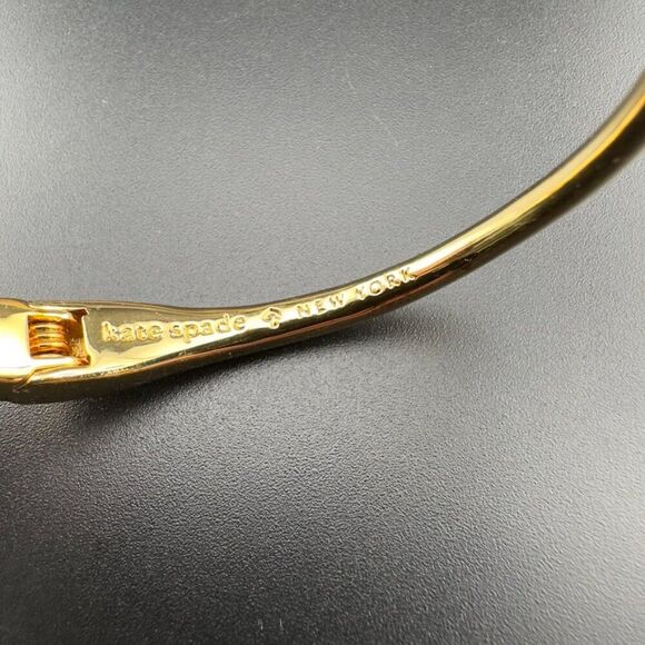 Kate Spade Gold tone Rhinestone Crystal Clamp Torque Cuff Bracelet - Picture 5 of 5